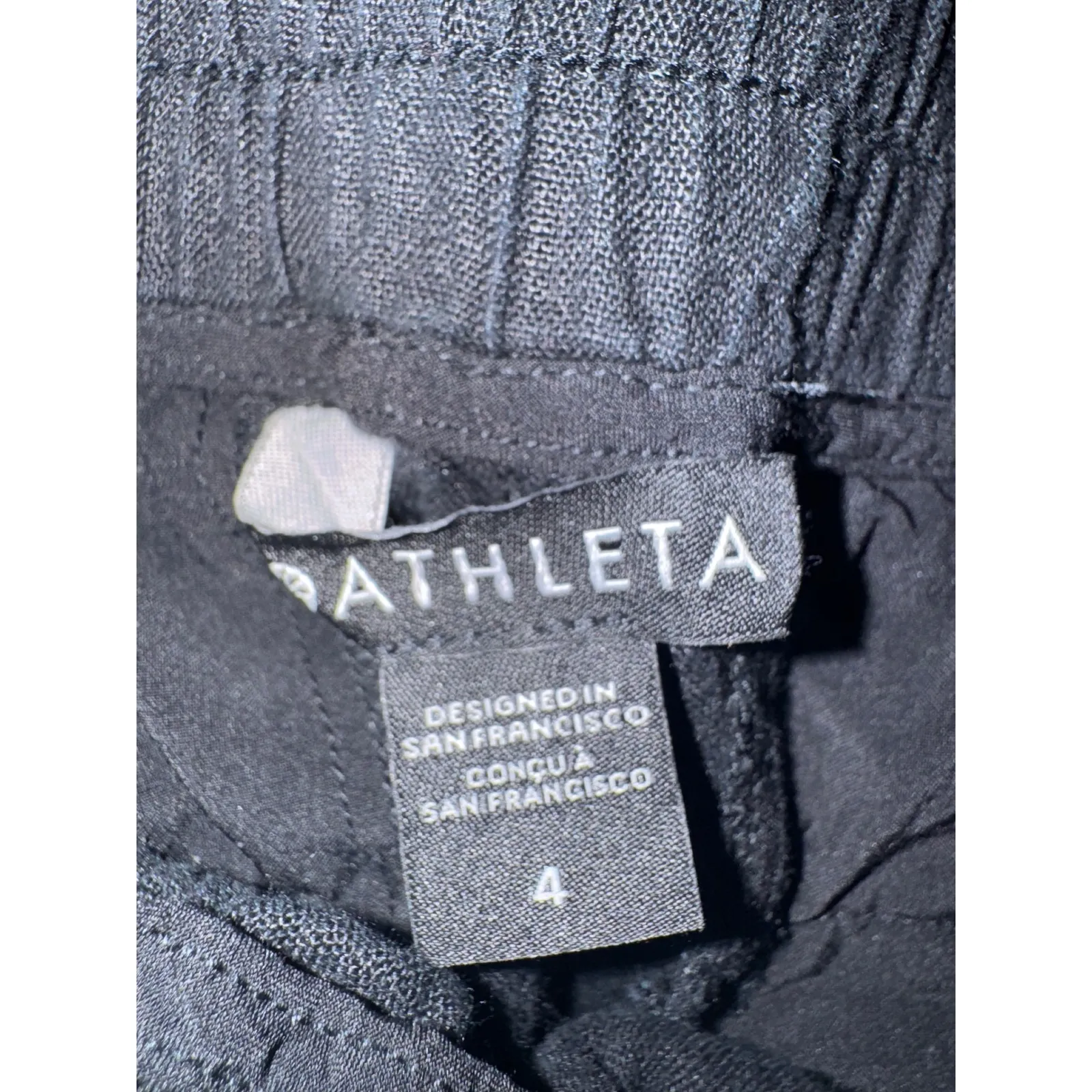 Athleta Cabo Wide Leg Black Linen Pants Drawstring Waist Zip Pockets Size 4 - Image 3