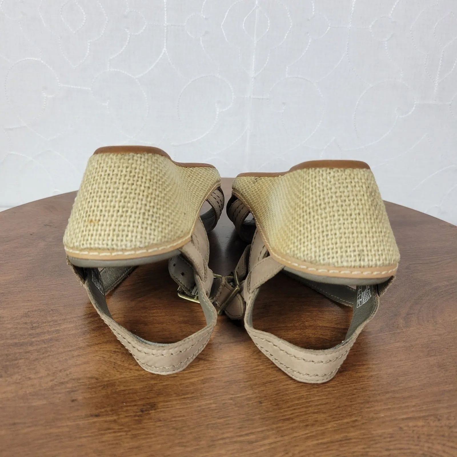 Timberland Earthkeepers Whittier Sandals Womens 9 Gray Jute Leather Strapy Wedge - Image 13