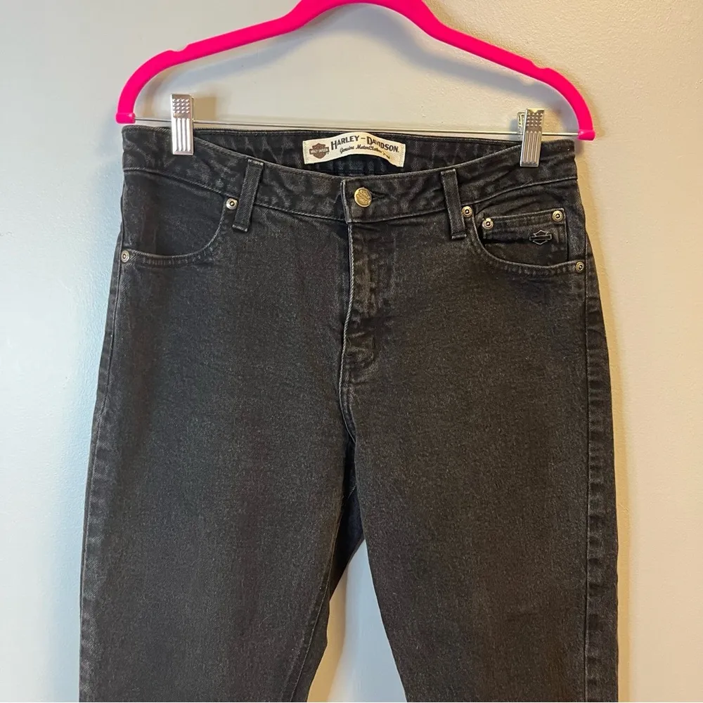 Harley Davidson Jeans Black Bootcut Zipper at Ankle Denim Sz 10 EUC - Image 2