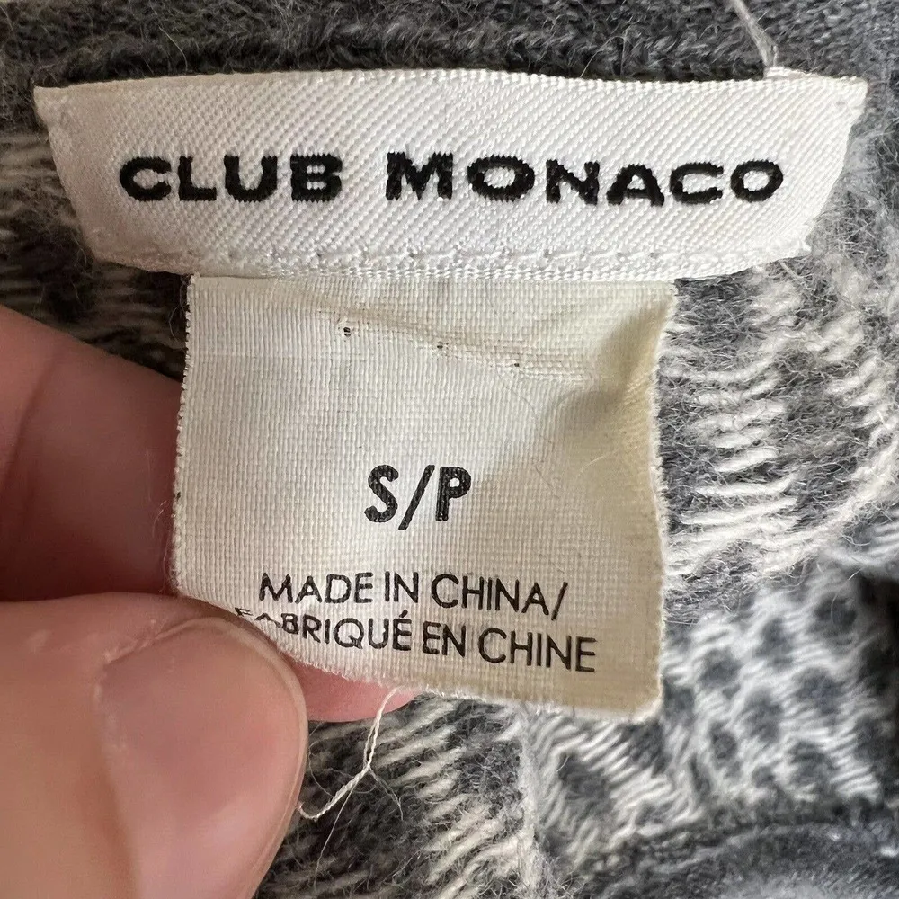 Club Monaco Grey White Scoop Neck Wool Blend Sweater Size Small - Image 5