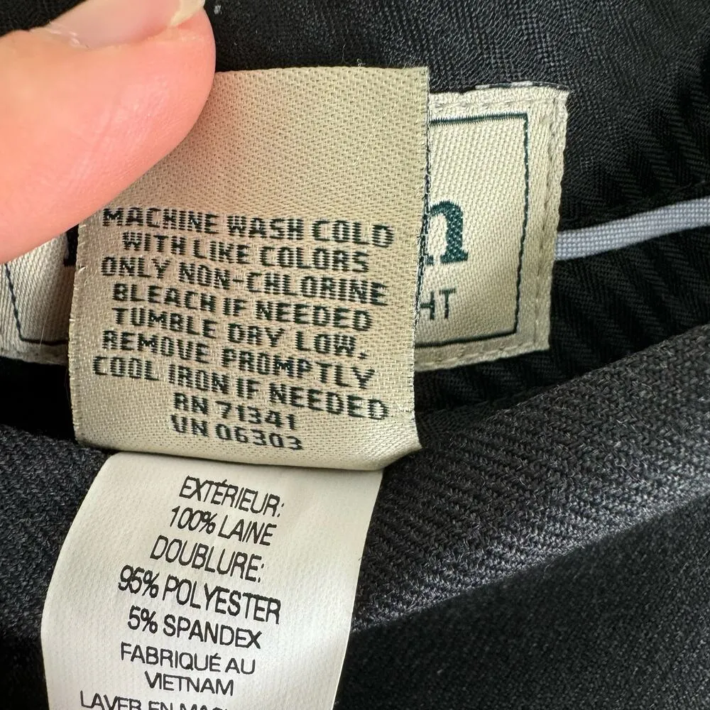 L.L. Bean 100% Wool Dark Gray Classic Fit Straight Above Knee Lined Skirt Size 6 - Image 10