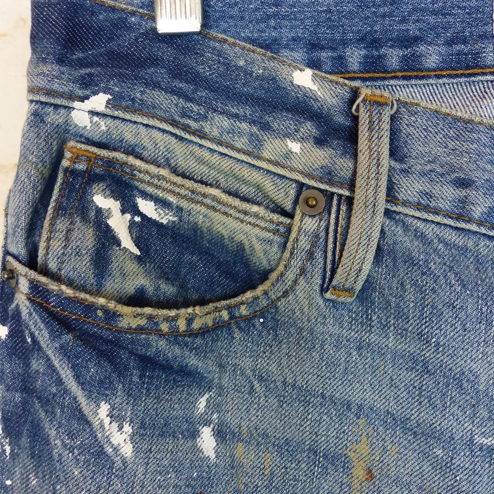 Frame X Jordan Barrett Paint Splatter Jeans W 25, M 27 Blue Zip Fly Grunge NWOT - Image 3
