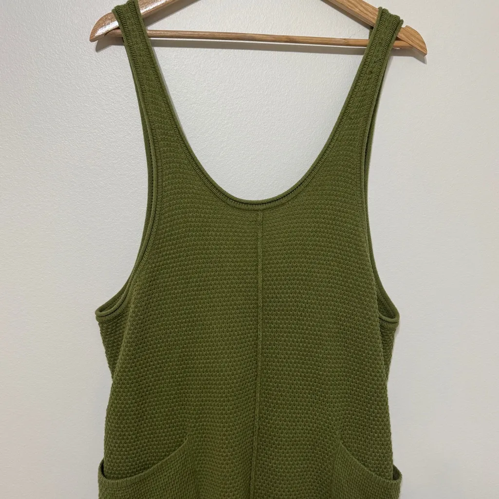 Free People FP Beach Hailee Sweater Knit Jumper Jumpsuit M Overall Olive Green - Image 5