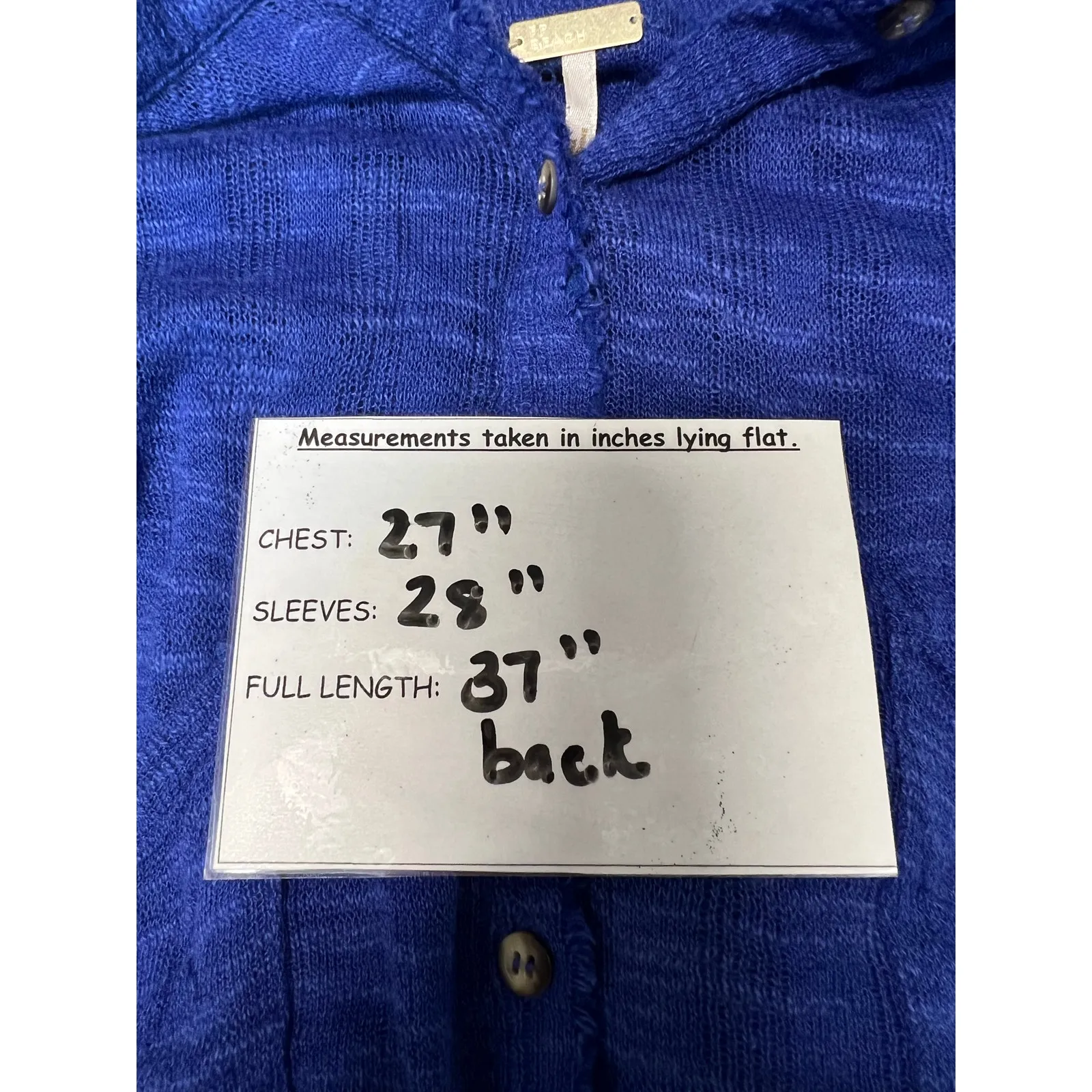 Free People Beach Coverup Medium Blue Tunic Semi Sheer Button Up - Image 10