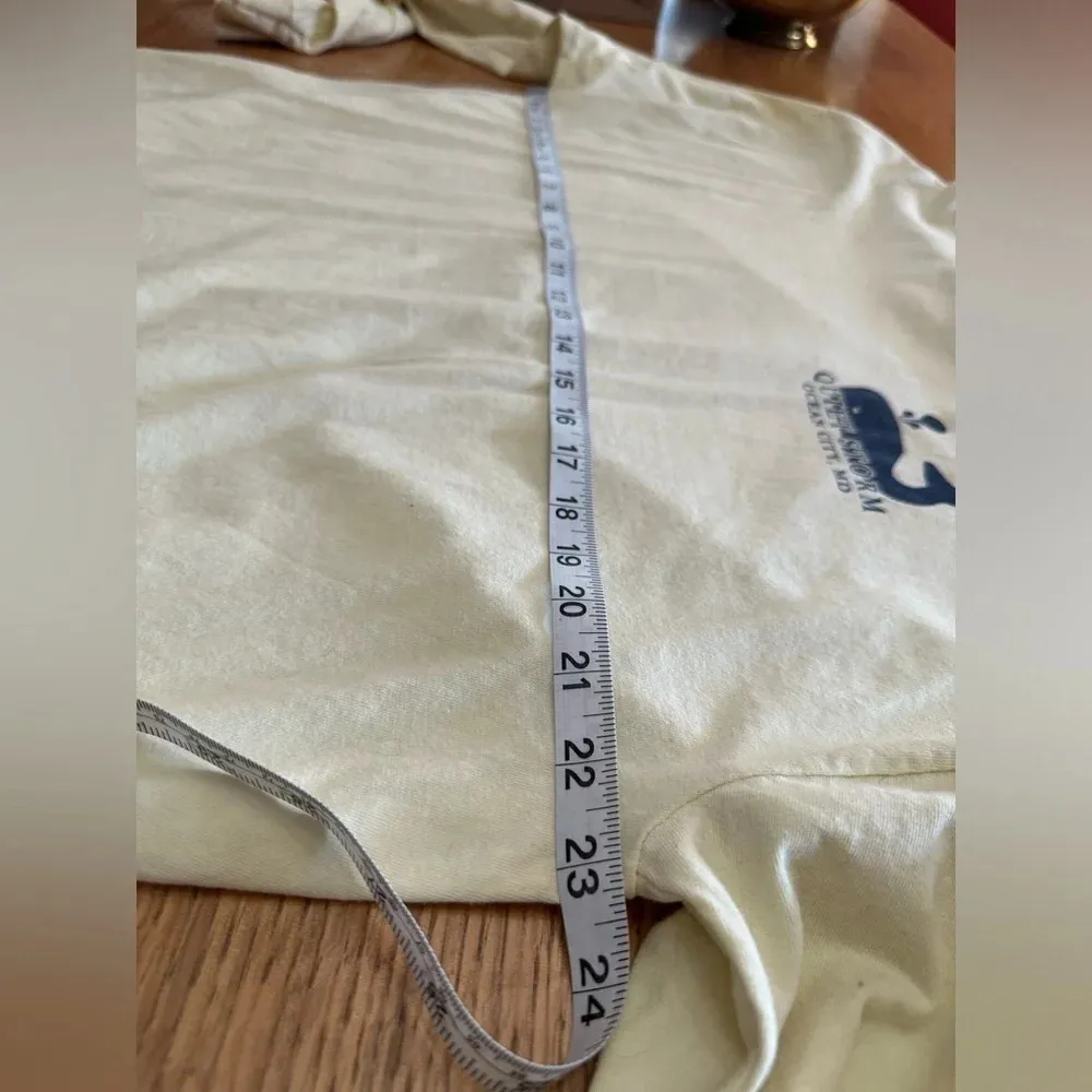 QUIET STORM SURF SHOP Y2K graphic tee. Pale yellow, pastel whale, XL, 23” P2P Yellow - Image 6