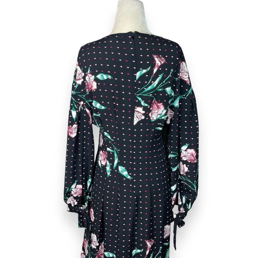 H&M Floral Dot Print Long Sleeve Midi Dress - 8 - Image 6