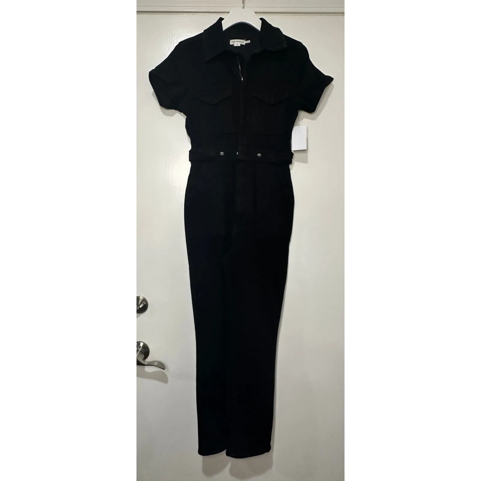 Good American Fit for Success Denim Jumpsuit Black Small NWT Nordstrom Stretchy - Image 2