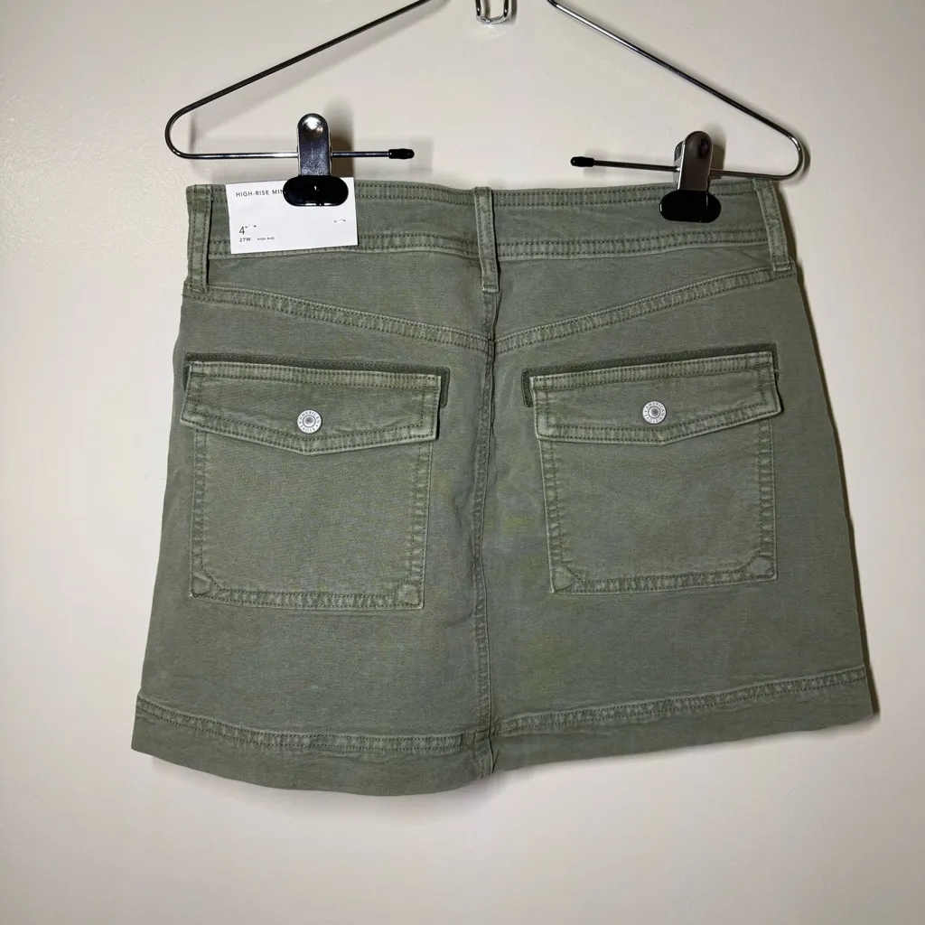 American Eagle Outfitters Sage Green High-Rise Mini Skirt - Image 2