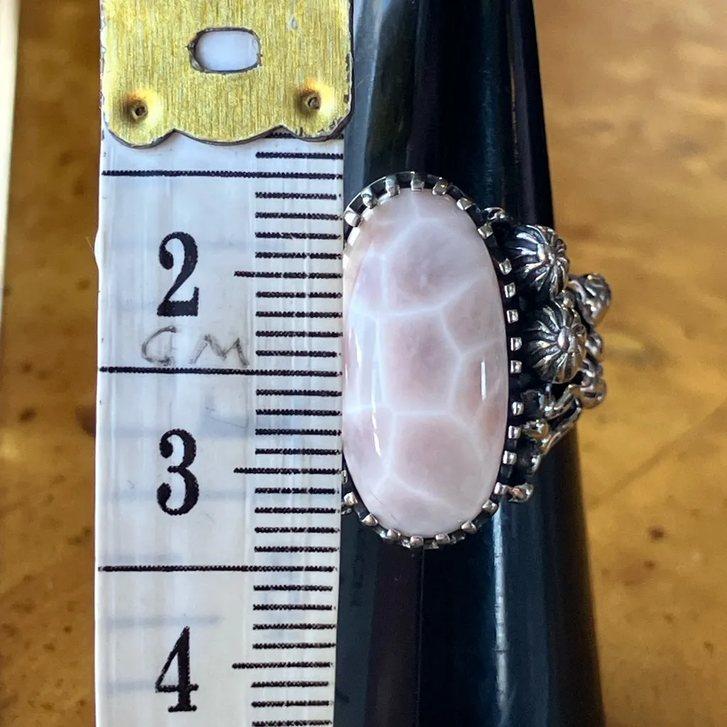 Natrolite Sterling Silver Floral Ring Size 7 - Image 6