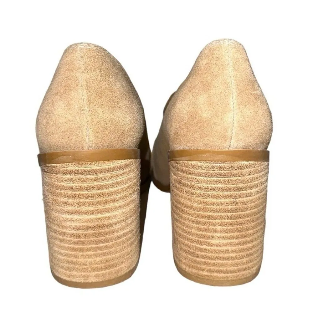 Joie x Anthropologie suede Leather Shoes 9 Block Heel Wevenly Closed Toe Tan - Image 8