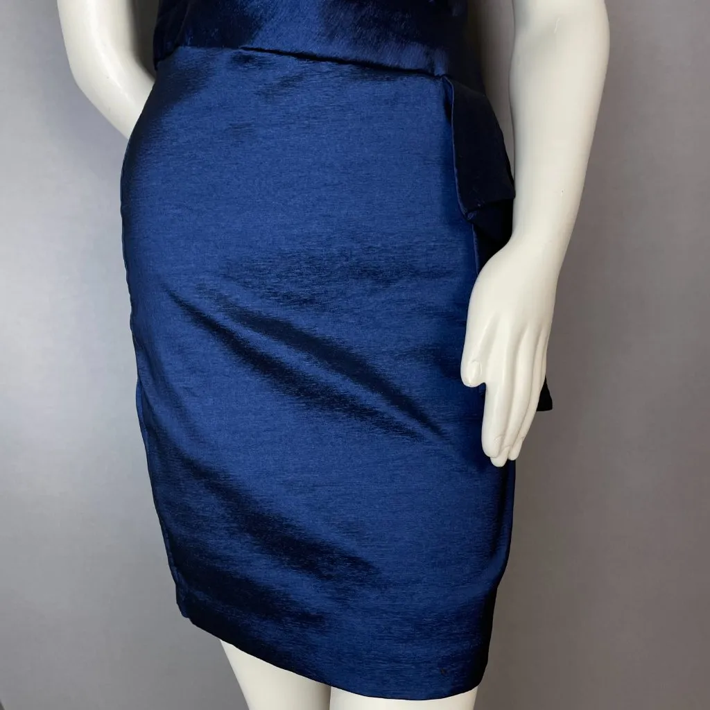 R&M Richards Petite Cocktail Dress Sheath Sculptural Size‎ 4P Blue Fancy Formal - Image 5