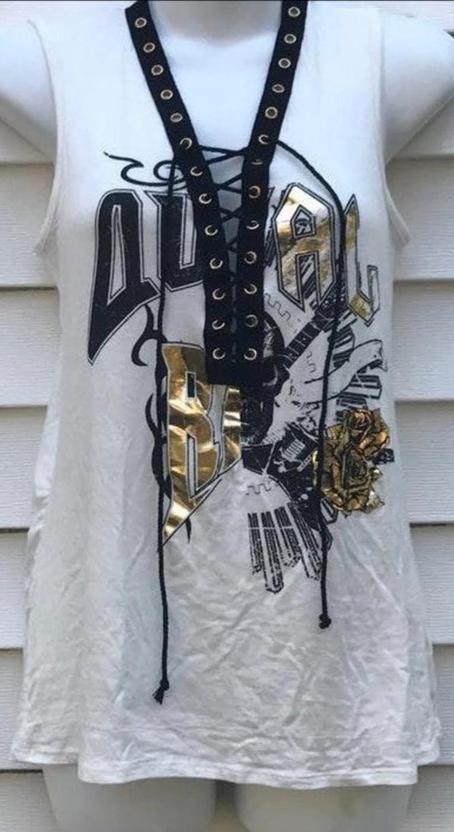 Black & White Rock N Roll Style Tank Top - Image 2