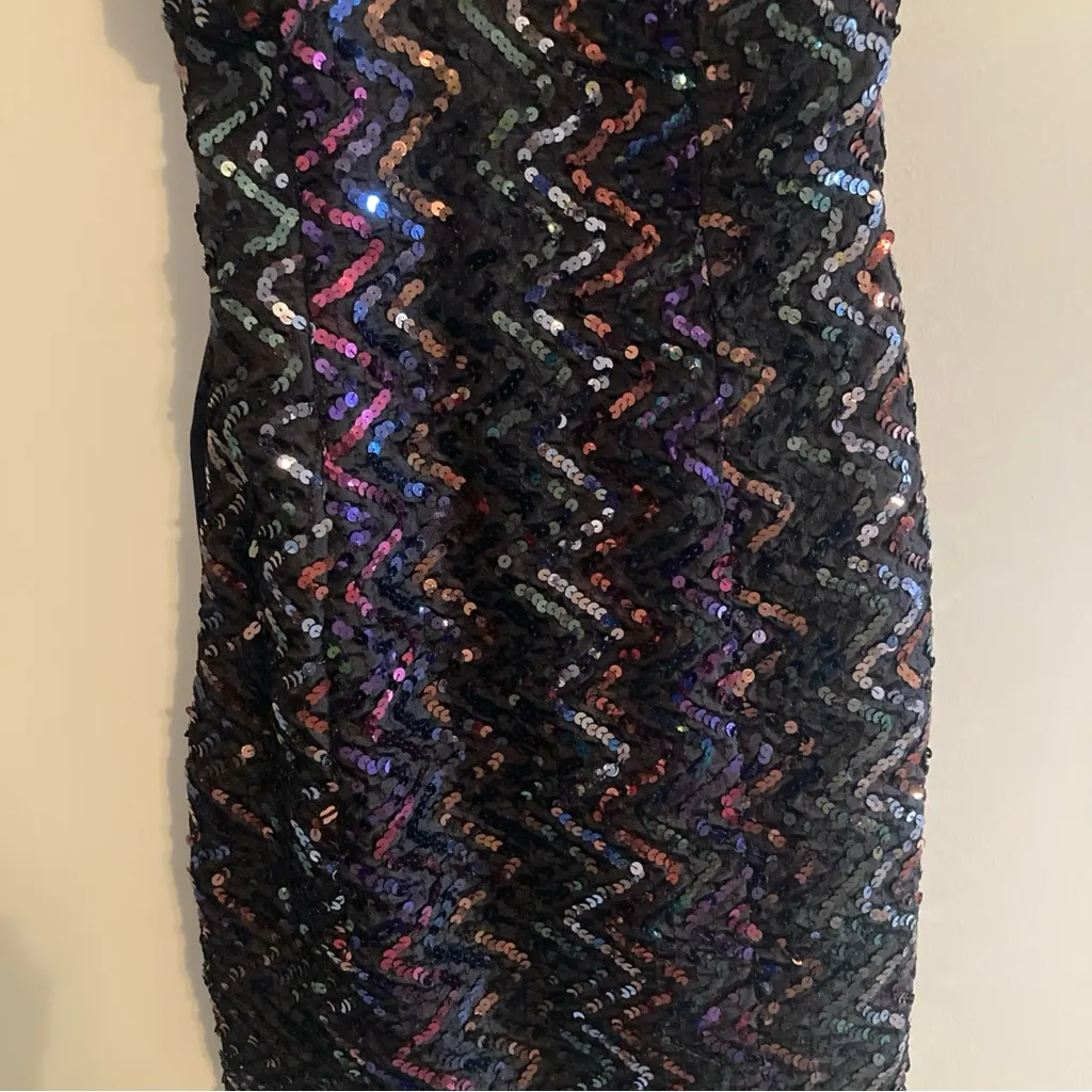 Vtg Jessica McClintock Gunne Sax Dress Chevron S 1980s Prom Sequins Bow Desc - Image 3