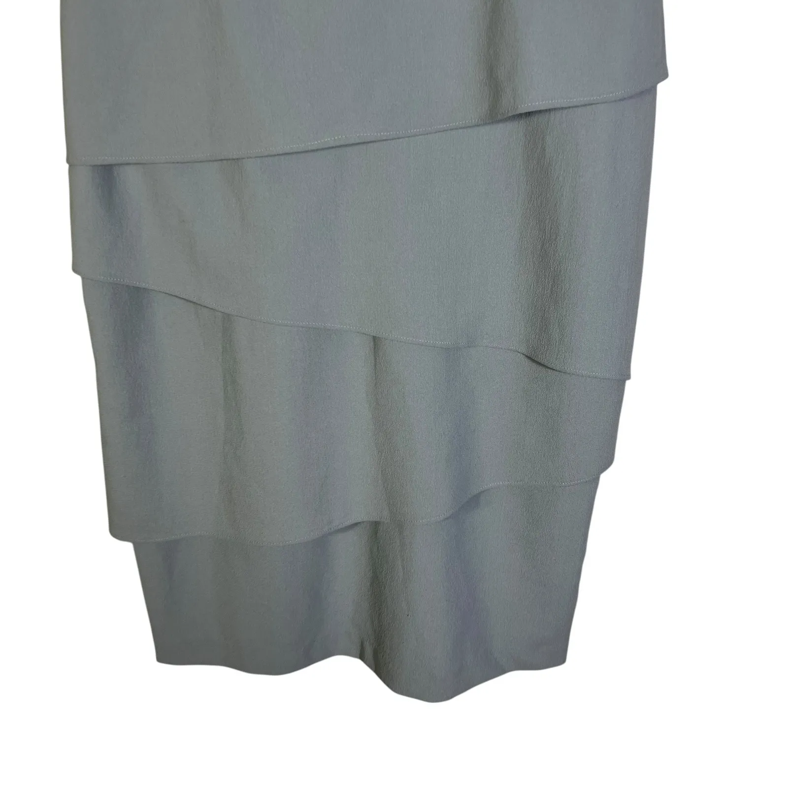 Adrianna Papell Beaded Sequin Mesh Neck Tiered Sheath Dress Light Blue US 10 - Image 3