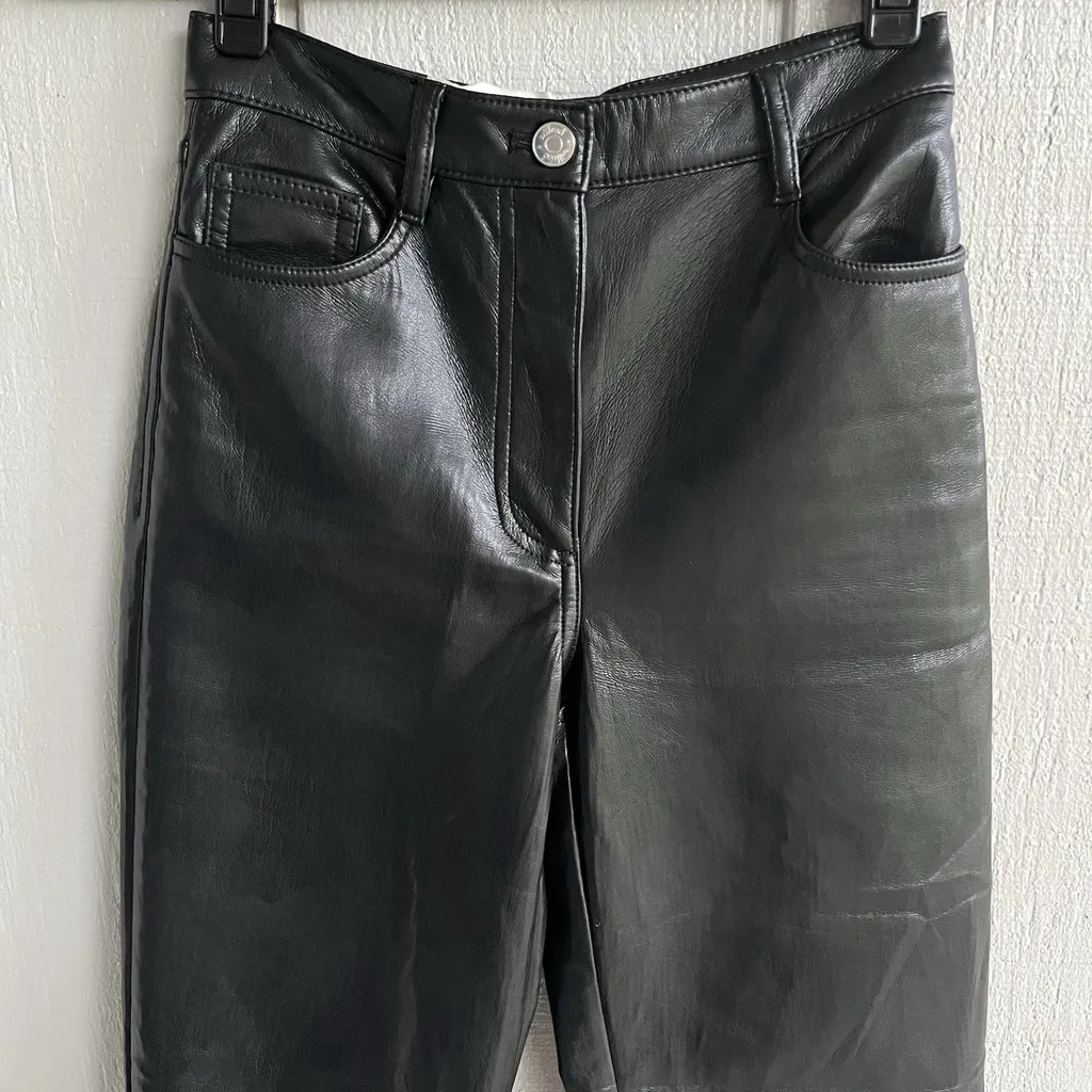 Aritzia Wilfred Melina Vegan Leather Pants High Rise Straight - Admiral Black XS - Image 3