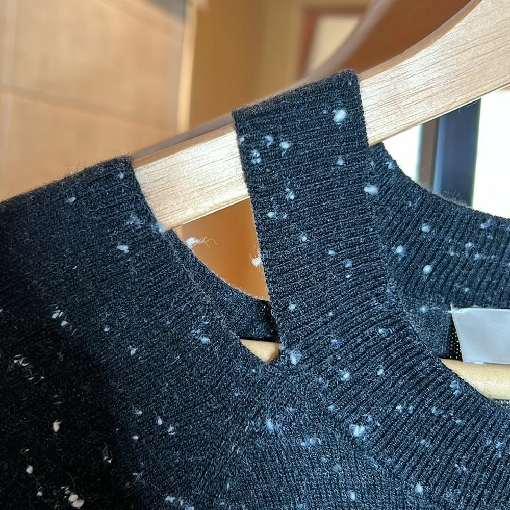 LOFT Black sweater dress with cut out detail at neckline/ shoulder Sz Small NWT - Image 4