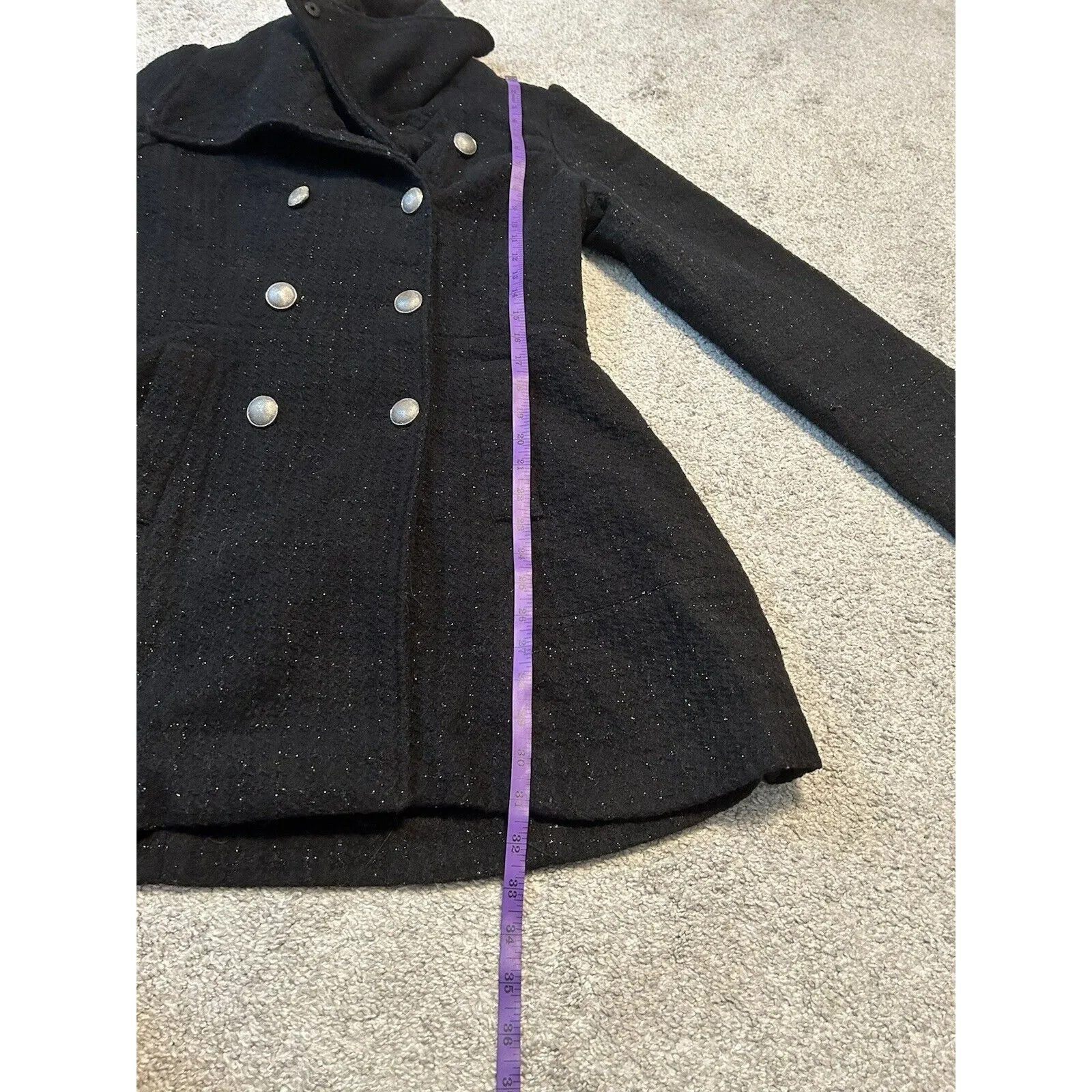 Worthington‎ Double Breasted Coat Textured Black Coat with Sparkle (M) - Image 6