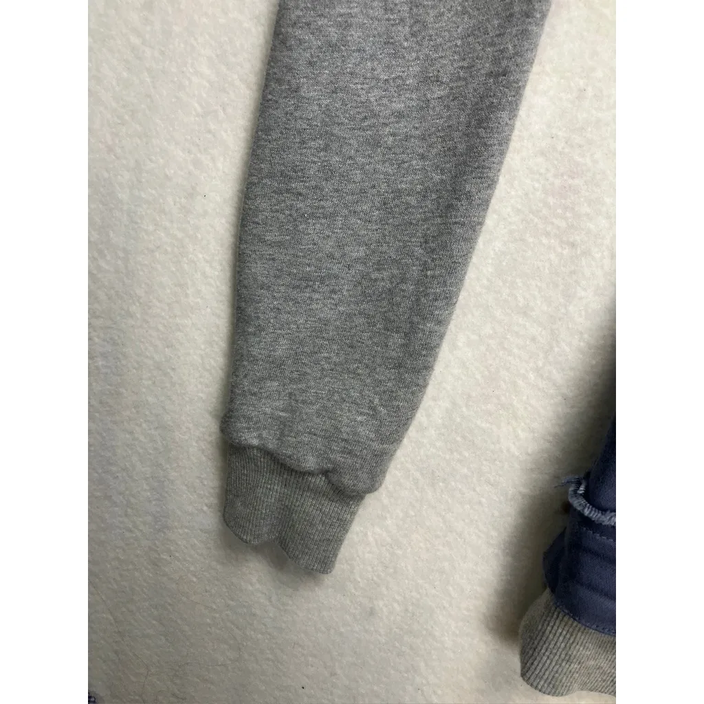 Peace Love World Hoodie Jacket Denim Vest Combo Grey Blue Womens Size S - Image 6