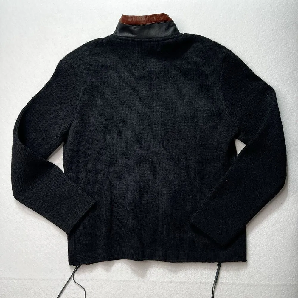 UO Urban Outfitters Vintage Paneled Leather Jacket Women Size Medium Black Brown - Image 2