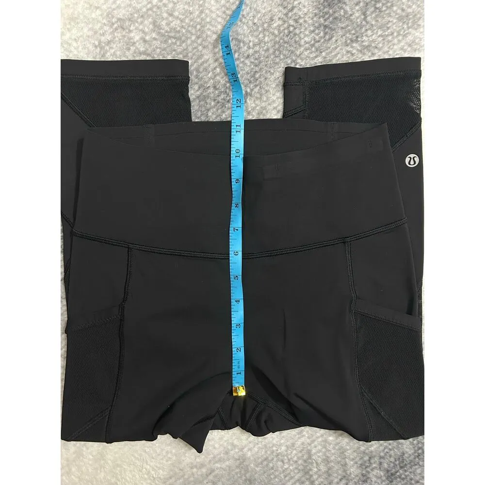 Lululemon Non Reflective 19" Cropped Side Pockets Black Leggings Size 6 Small - Image 6