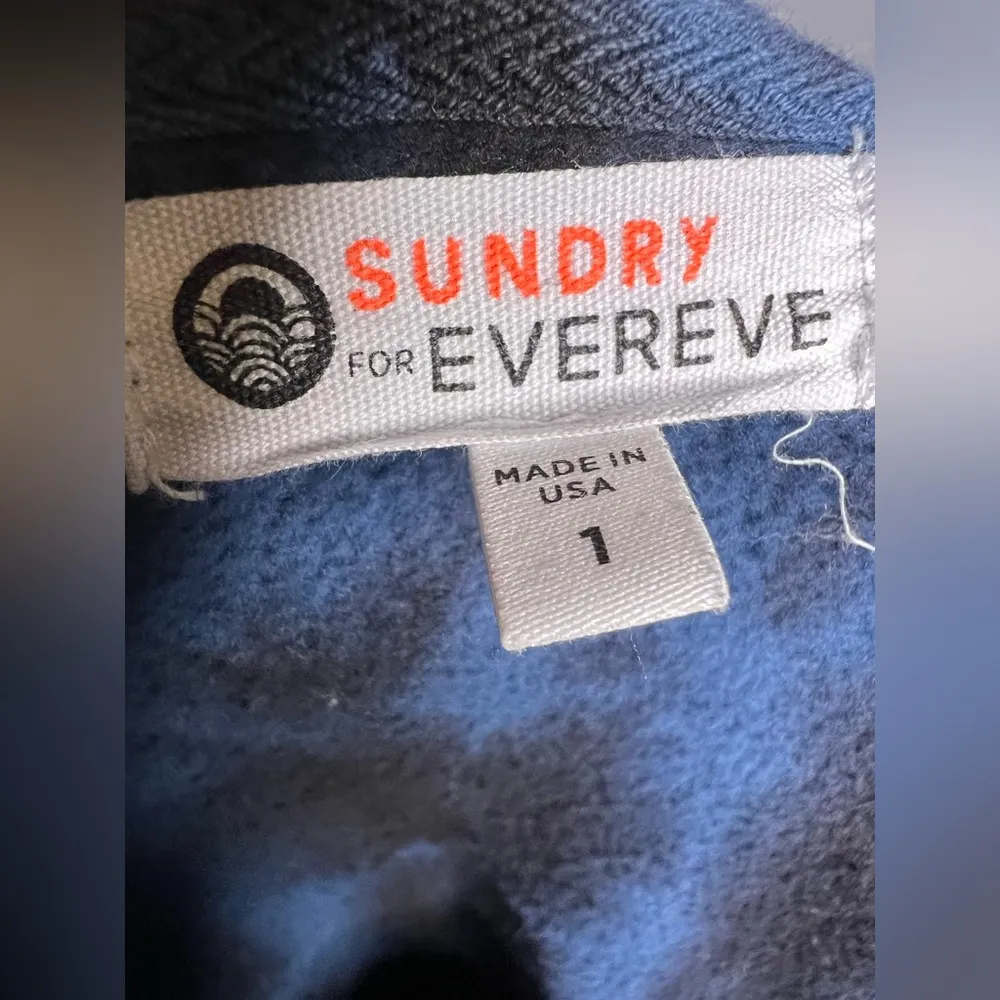 Sundry For Evereve Tie Dye Zip Tunic Pullover Sweatshirt Blue/Black Sz 1 Small - Image 9
