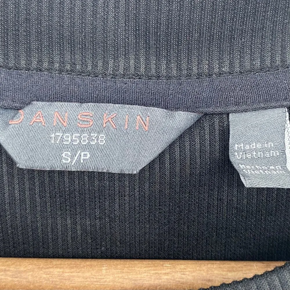 DANSKIN NWOT Black Boxy Rib Knit Medium Weight Activewear Top Size Small Stretch - Image 4