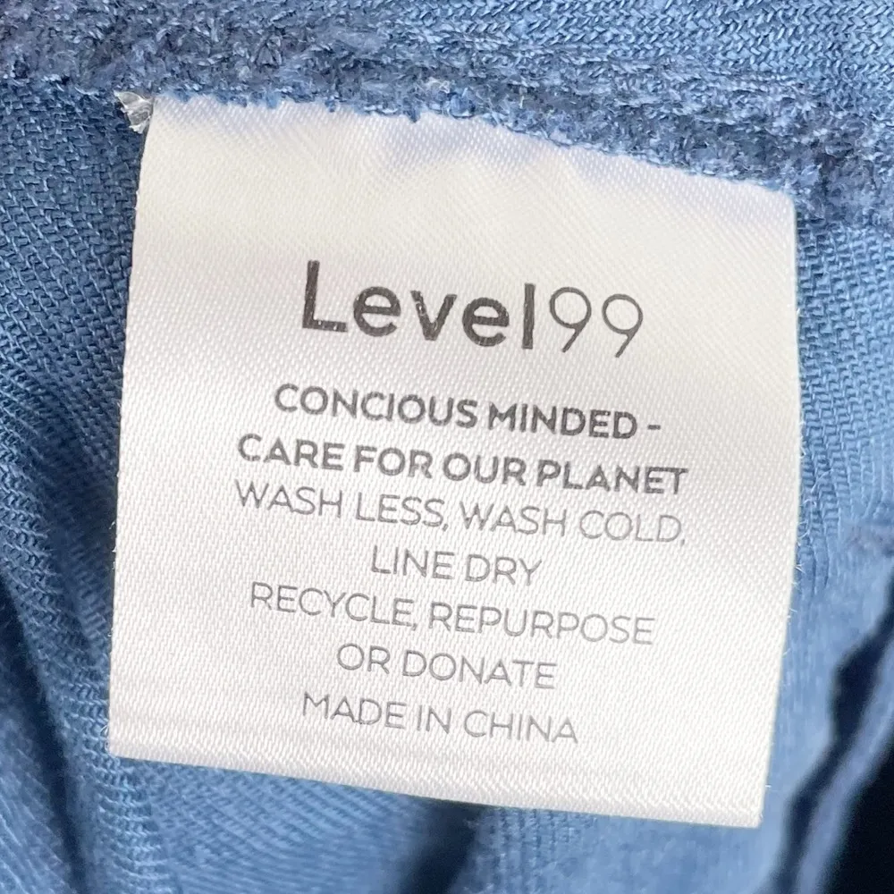 Level 99 Izzy Patch Pocket Cuff Pants Mid Rise Cropped Linen Blend Navy Size 24 Blue - Image 6