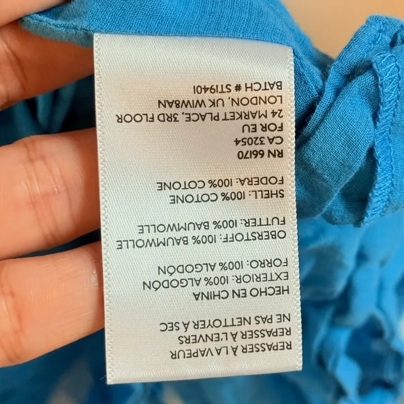 Steele Anthropologie Kenzie Smocked Dress Medium‎ Sundress Boho Summer Blue - Image 10