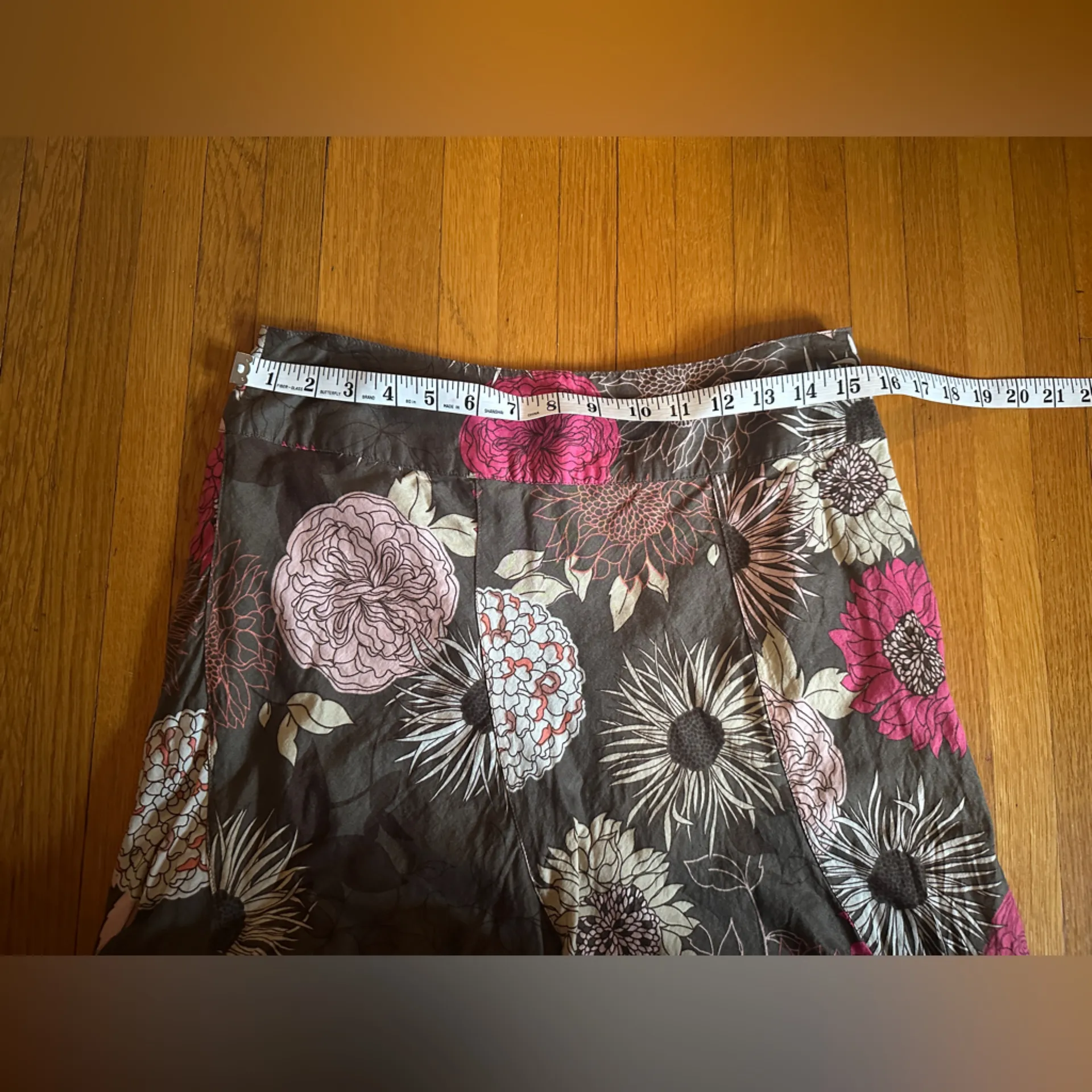 Vintage Y2K a.n.a Brown & Pink Floral Flowy A-Line Skirt, Size 8 - Image 3
