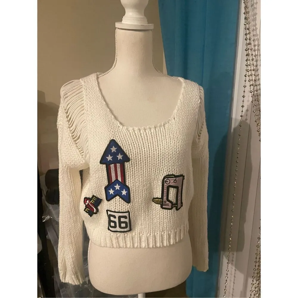 Haebaragi Slouchy Pull over Crop Sweater Tan M Size M - Image 8