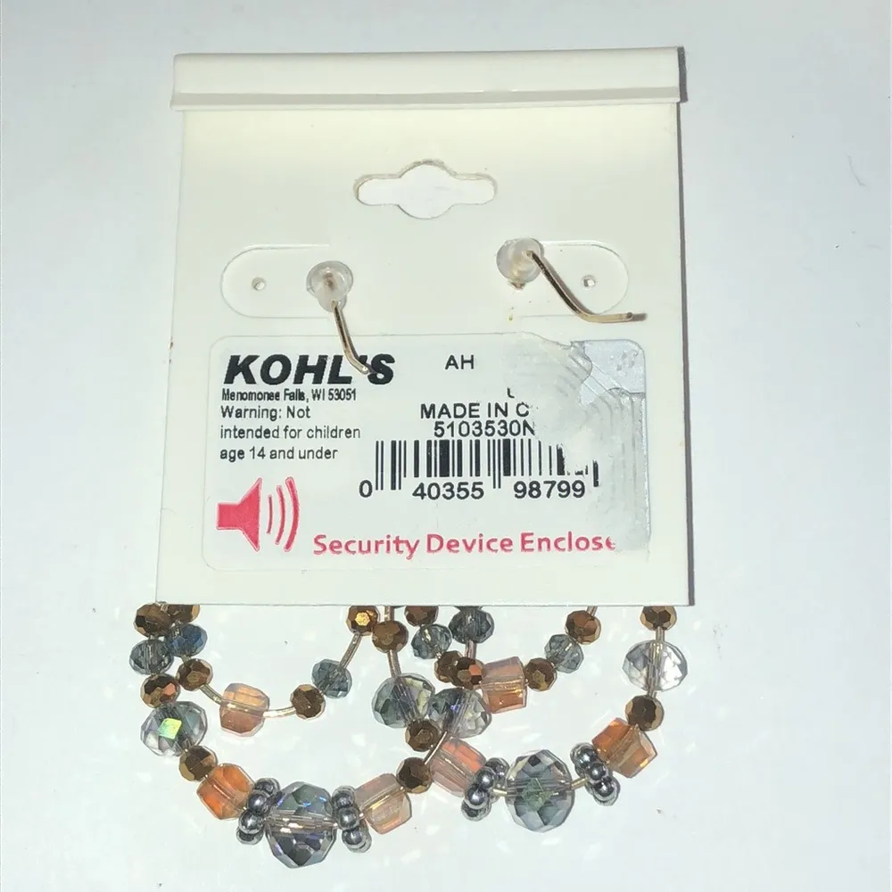 Croft & Barrow Gold Tone Beaded Dangling Hoop Pierced Earrings - Image 5