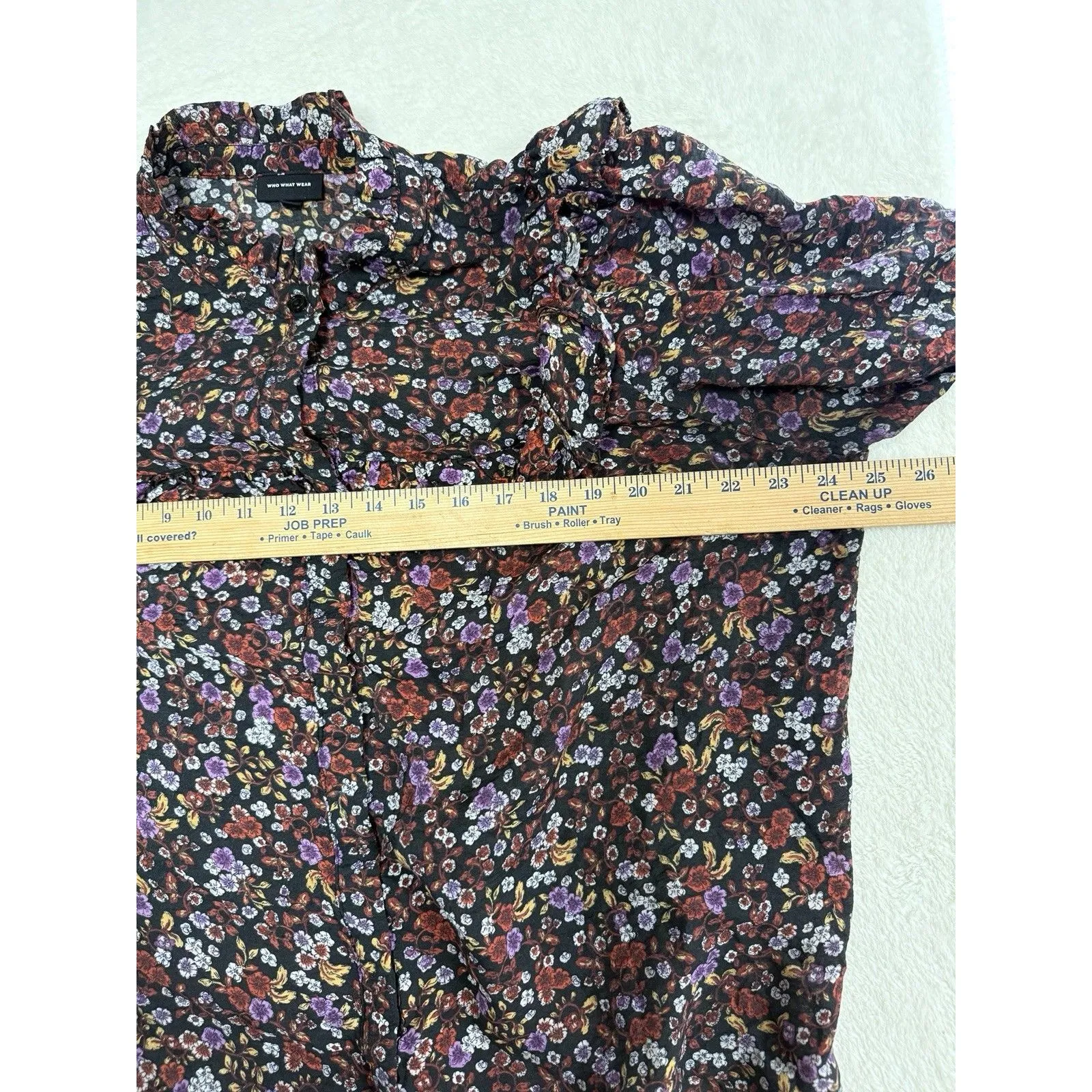 Who What Wear Praire Blouse XXL Dark Floral Victorian Ruffles L/s Prarie Cottage - Image 7