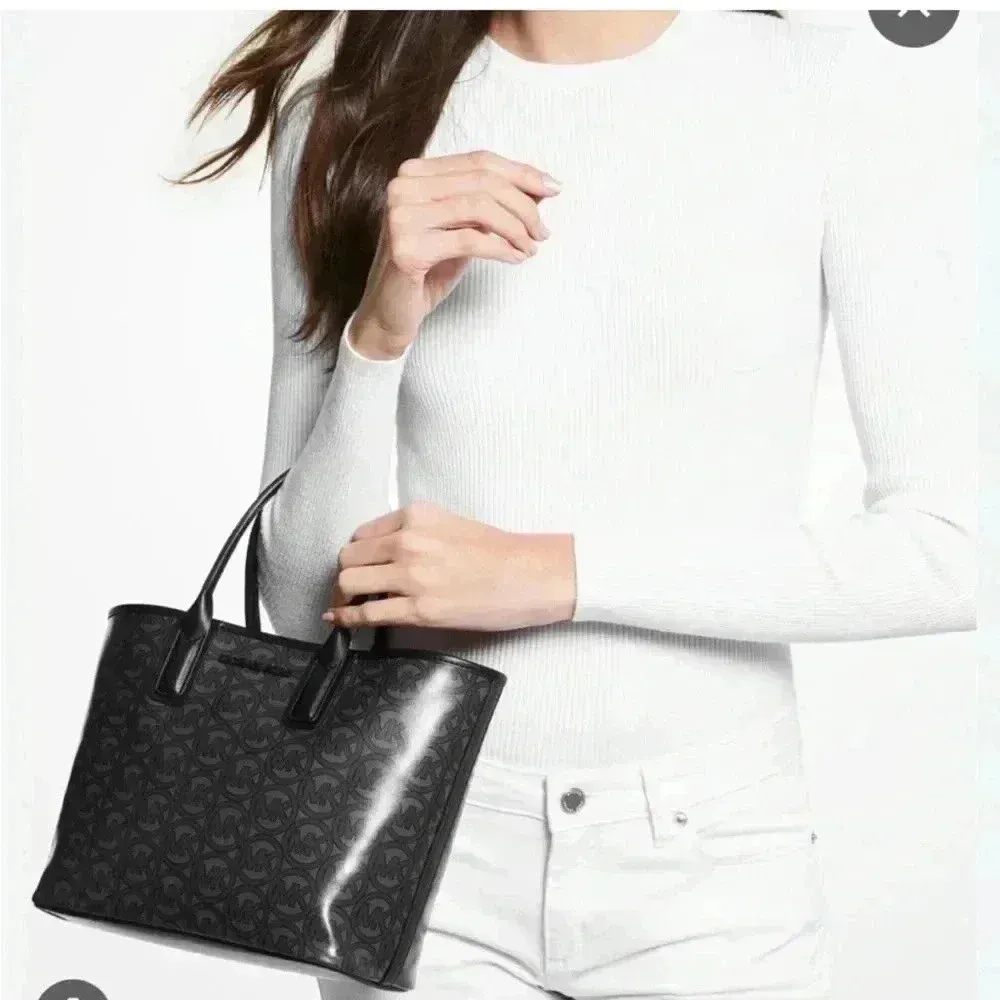 MICHAEL KORS Jodie Small Logo Jacquard Tote Bag Small Tote - Black MSRP $348 NWT - Image 3