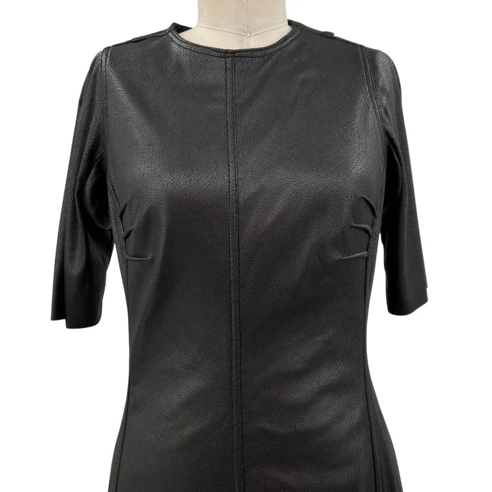 Byron Lars Black Faux Leather Faux Suede Sheath‎ Wiggle Dress Size 4 - Image 3