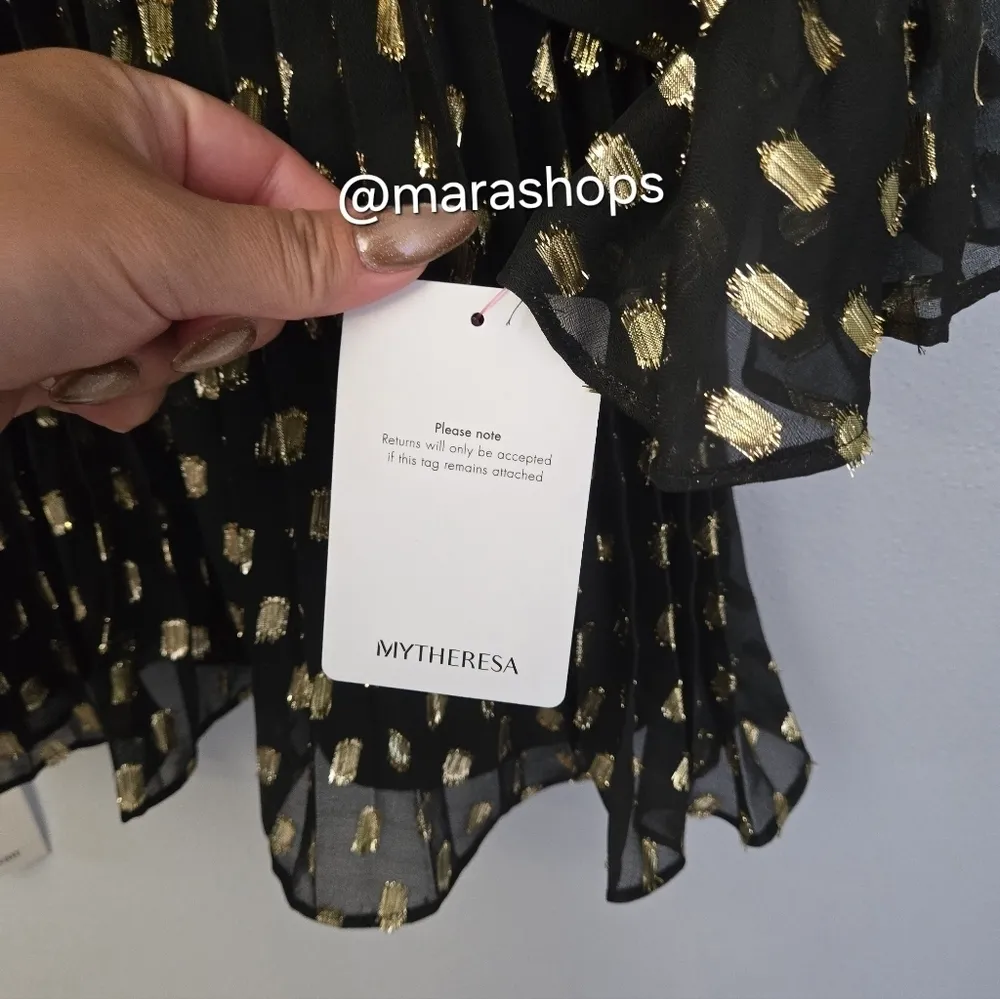 Self Portrait Dot Fil Coupe Mini Dress Gold Size 0 - Image 9