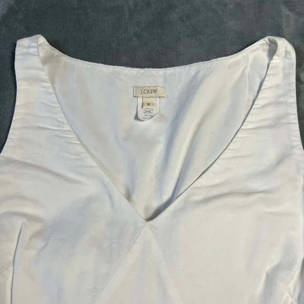 J. Crew Sleeveless V-Neck Cecilia Fit & Flare Dress Size 8 Pleat Preppy Easter - Image 5