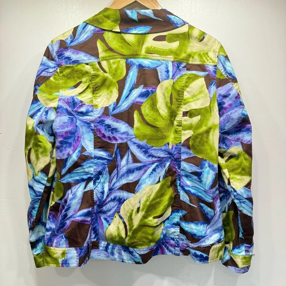 Chico’s Additions Tropical Print Zip Front Lightweight Long Sleeve Jacket 2/L - Image 7