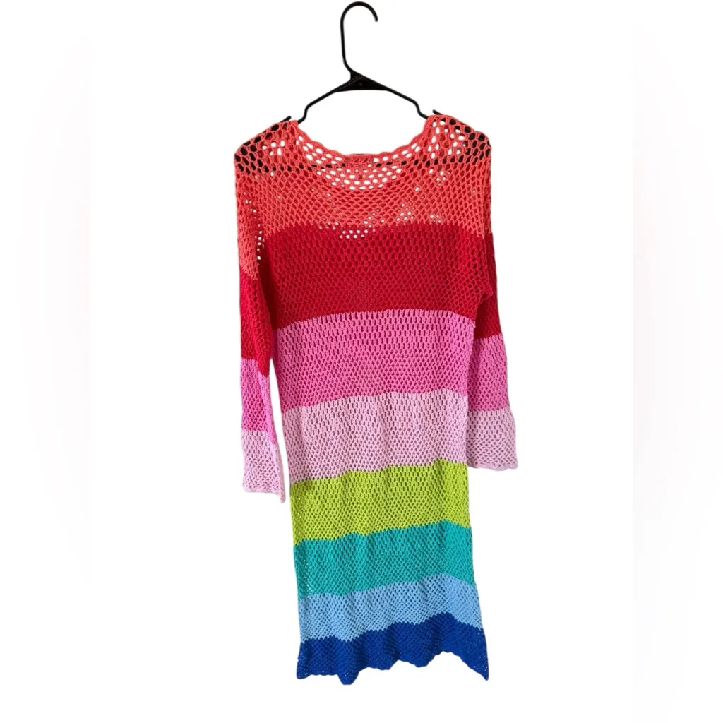 Show Me Your Mumu Paula Rainbow Crochet Midi Dress - Image 4