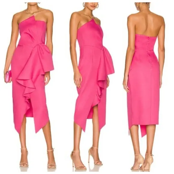 Reception Midi Dress in Fuchsia - Image 2