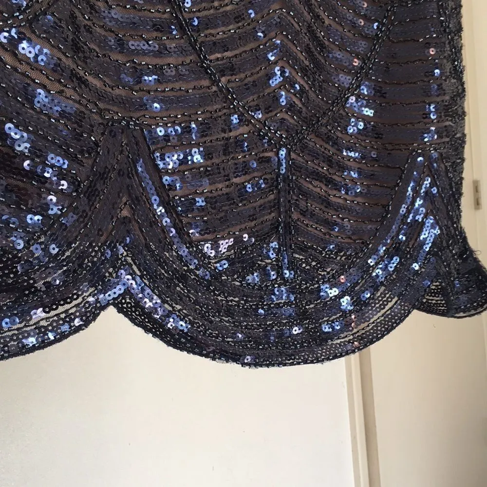 Verte • Blue Sequin & Nude Dress Size L - Image 3