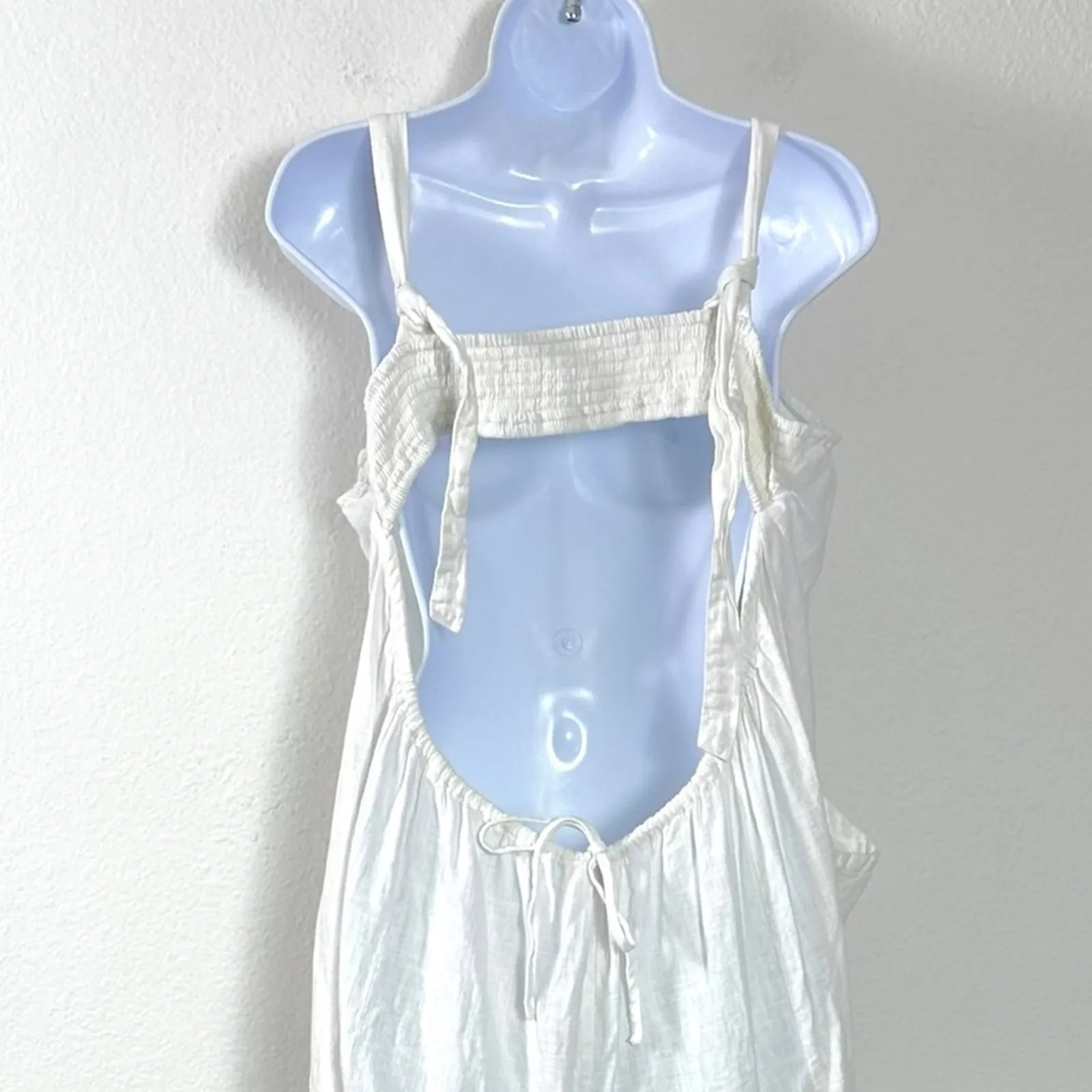 Free People Ethereal Drifting Dreams One Piece Jumpsuit White Medium Wide Leg - Image 6