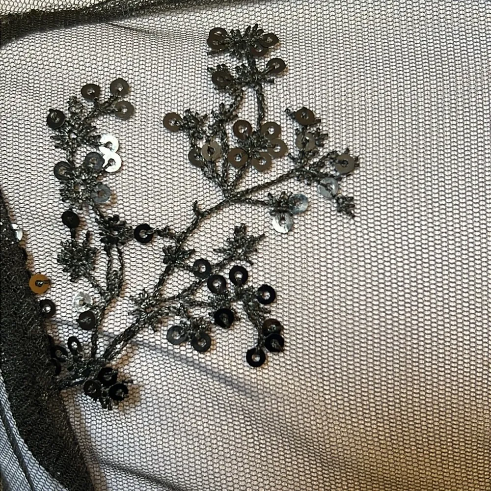 LICHI Whimsical Goth Formal Lace Beaded Long Sleeve Black Dress Size XS - Image 9