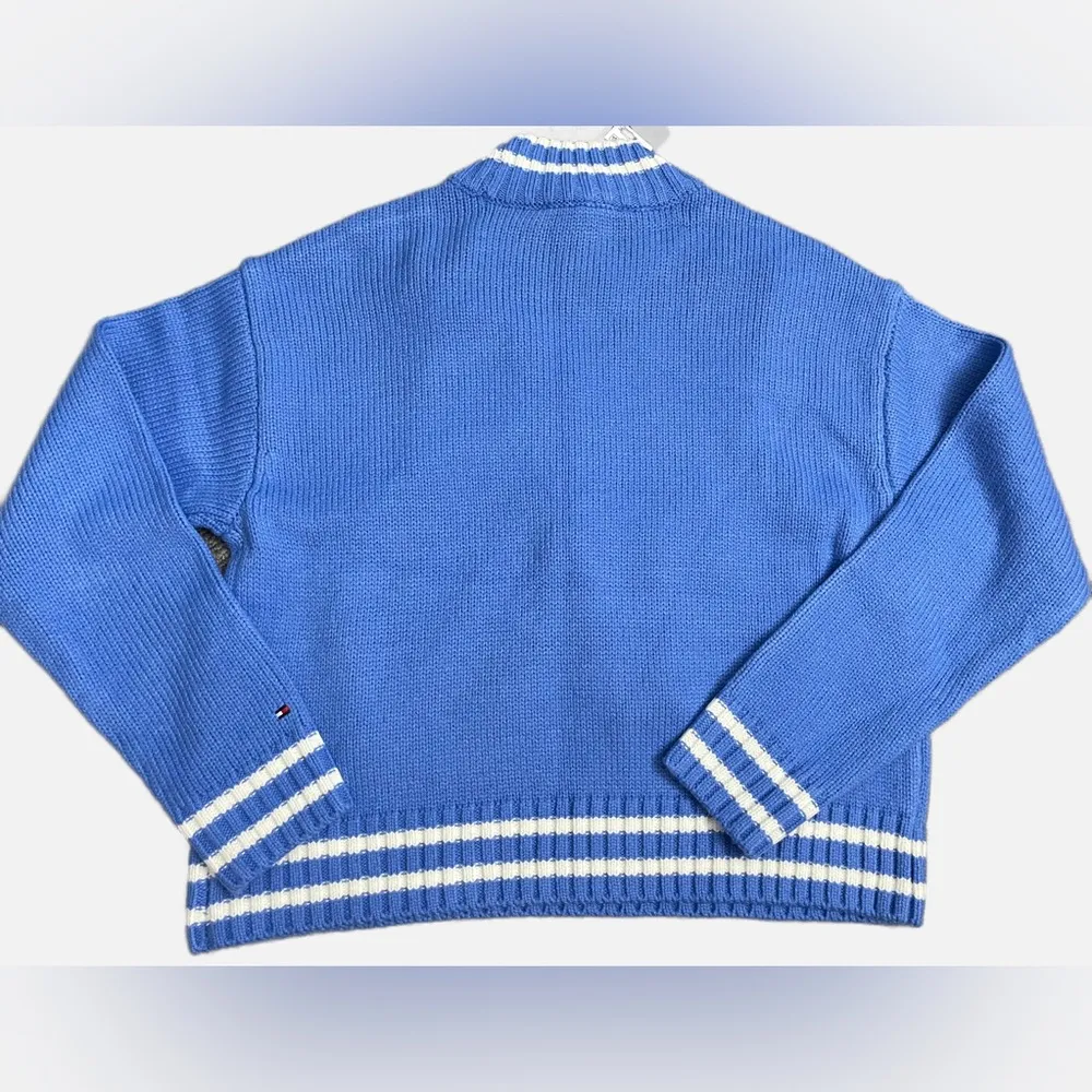💜NWT Tommy Hilfiger Argyle Logo Mock Neck Sweater, Size XS - Image 4