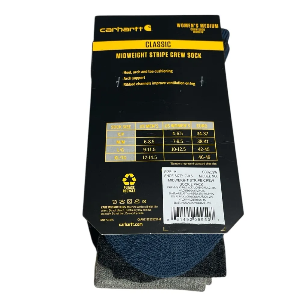 Carhartt Classic Midweight Stripe Crew Socks Women’s Size 7-9.5 2 Pairs - Image 3