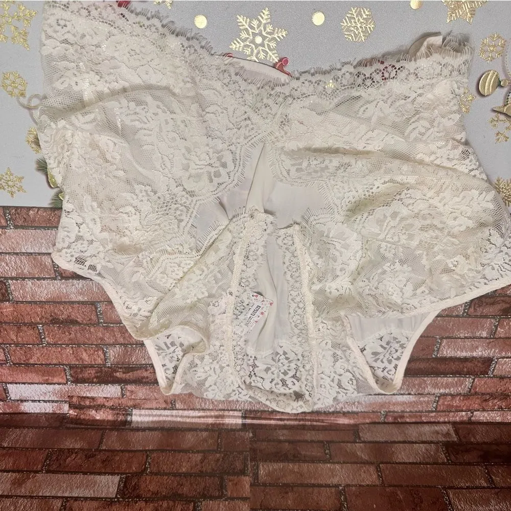 Free People cream Lace open crossover top L - Image 8
