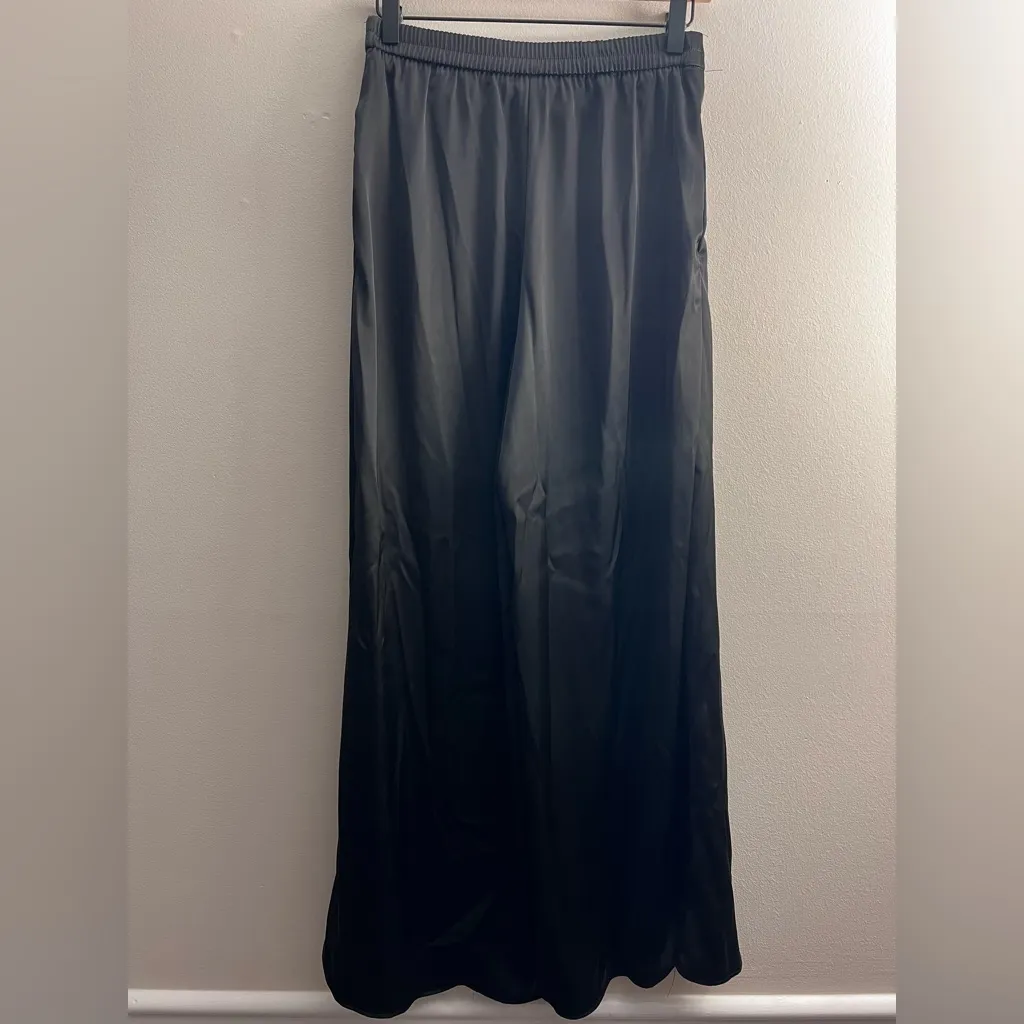 CAROLINE CONSTAS Black wide leg flowy Pull On pants silky elastic waist XS - Image 3