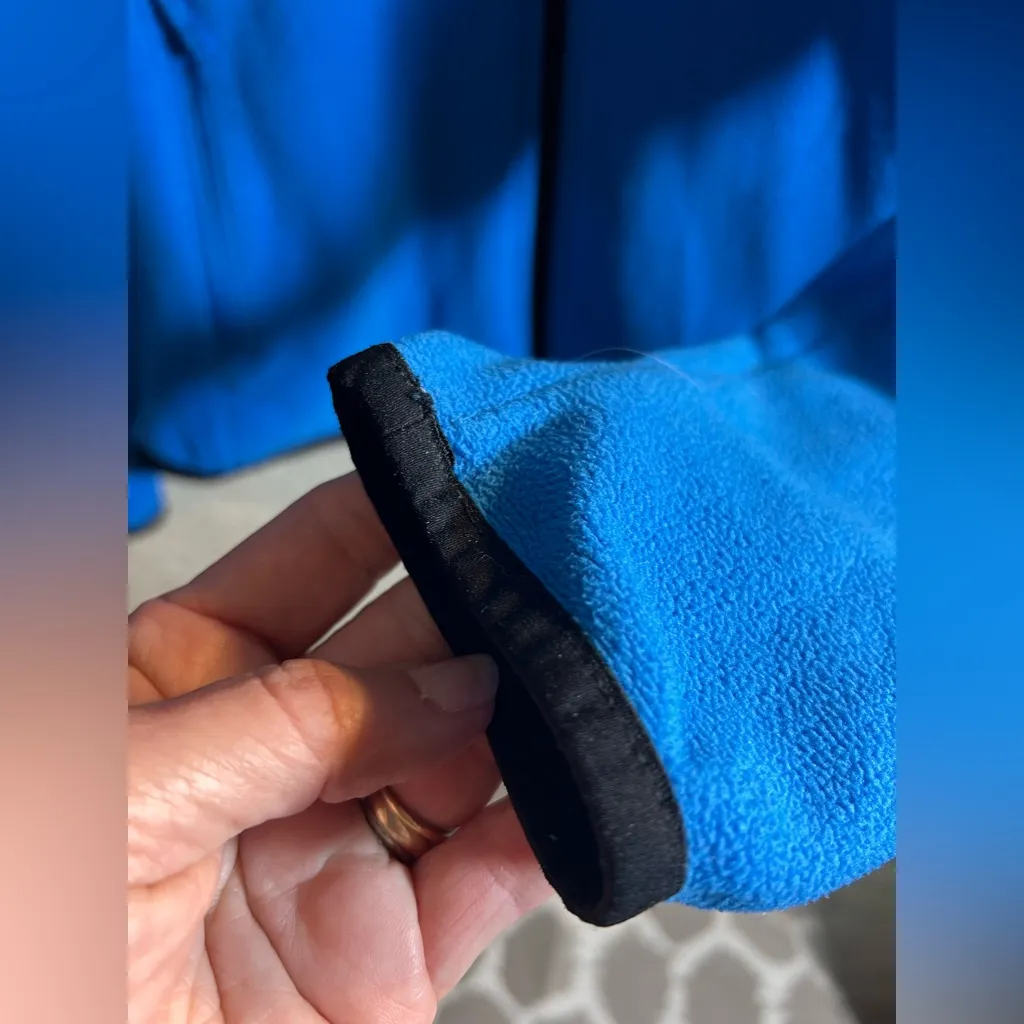 The North Face Blue Black Fleece Jacket S zip front pockets hoodie activewear - Image 6