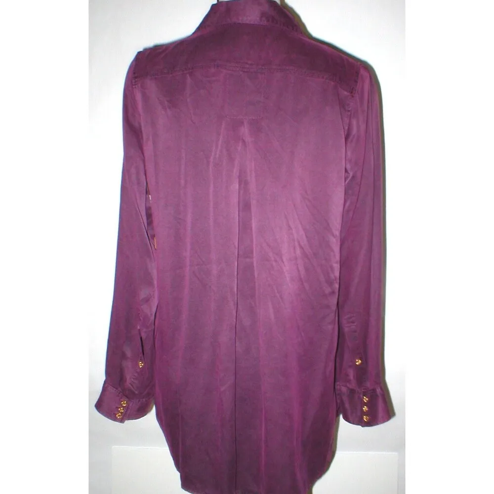 New Womens Designer True Religion 100% Silk Long Blouse Tunic XS Purple NWT Top - Image 3