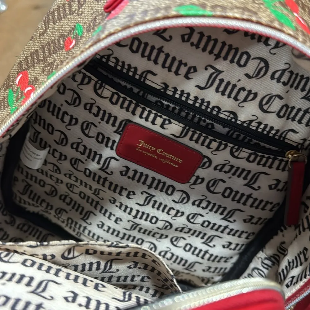 Juicy Couture‎ juicy fruit chestnut brown canvas cherry print backpack - Image 6