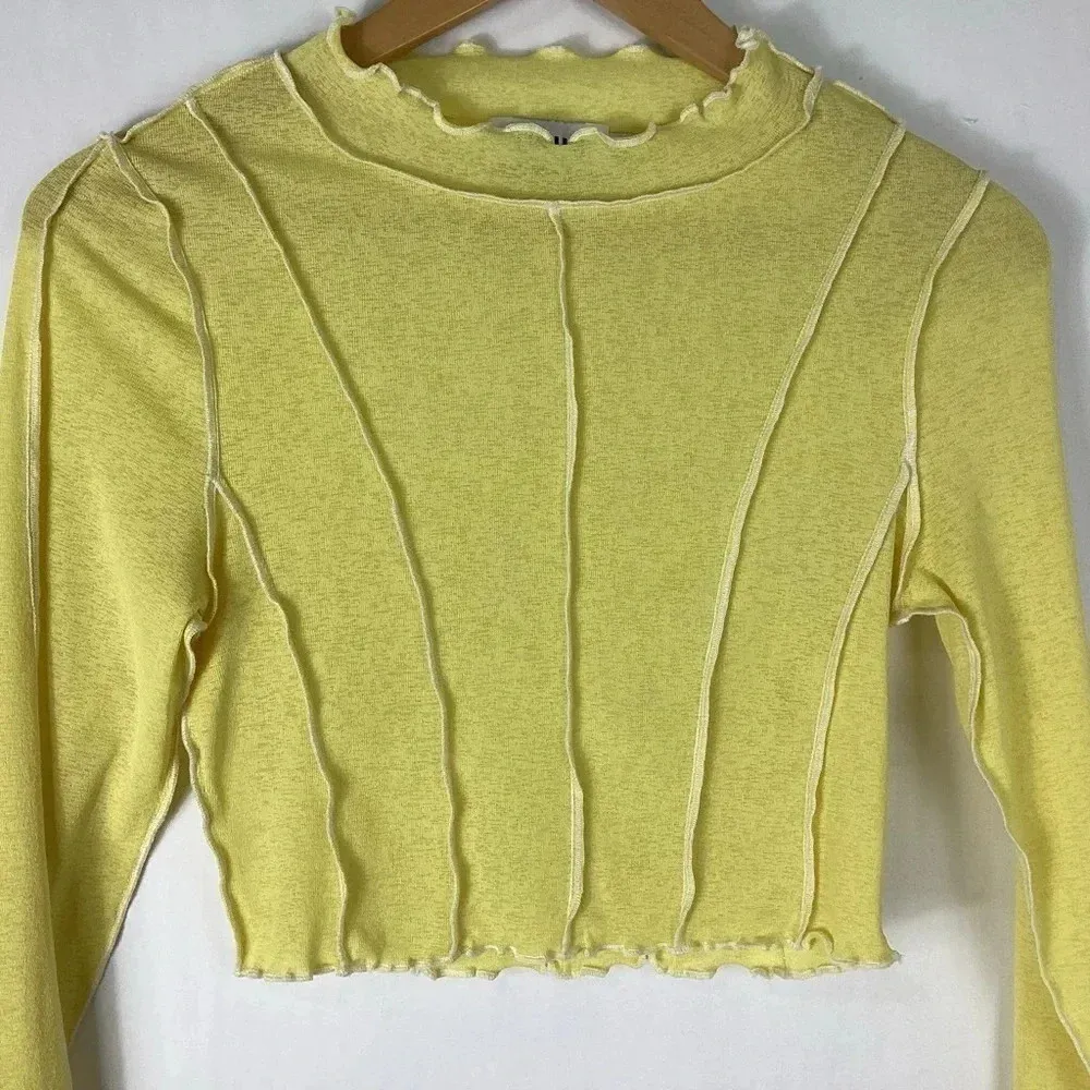 Twiin Cropped Sheer Top Medium Yellow - Image 4